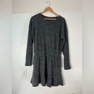 Doe + Rae Womens Size Large Grey Drop Waist Long Sleeve Dress